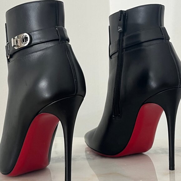 Christian Louboutin So Kate 100 Black Calf Skin Leather Booty Size 37.5 EU/7.5US - Picture 3 of 10